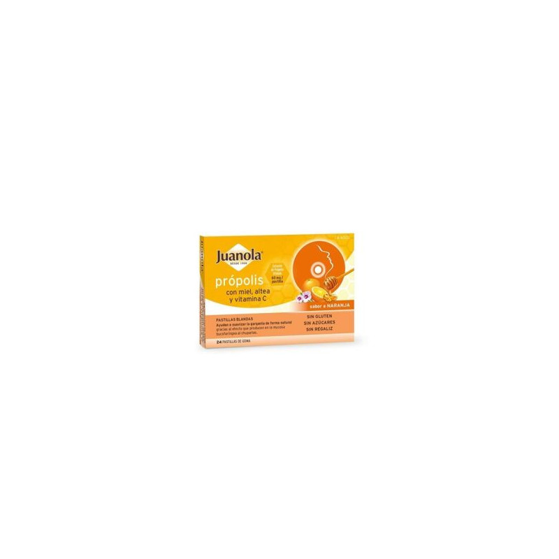 JUANOLA PROPOLIS MIEL ALTEA Y VITAMINA C 24 PASTILLAS DE GOMA SABOR NARANJA