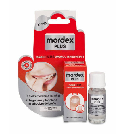 MORDEX PLUS ESMALTE AMARGO TRANSPARENTE 1 ENVASE 9 ml CON PINCEL