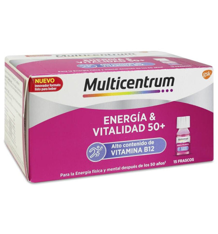 MULTICENTRUM ENERGIA & VITALIDAD 50+ 30 FRASCOS 7 ML SABOR FRAMBUESA