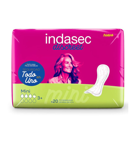COMPRESAS PERDIDAS LEVES INDASEC DISCREET MINI 20 UNIDADES