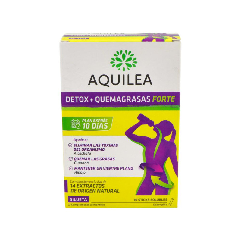 AQUILEA DETOX QUEMAGRASAS FORTE 10 STICKS 15 ml SABOR PIÑA