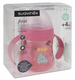 BIBERON SILICONA SUAVINEX ENTRENA ANTIDERRAME ASAS + 6 MESES 1 UNIDAD FIRST 150 ML