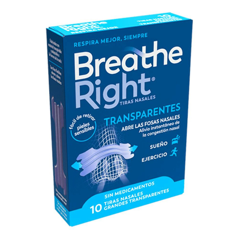 BREATHE RIGHT TRANSPARENTES 10 UNIDADES TALLA GRANDE