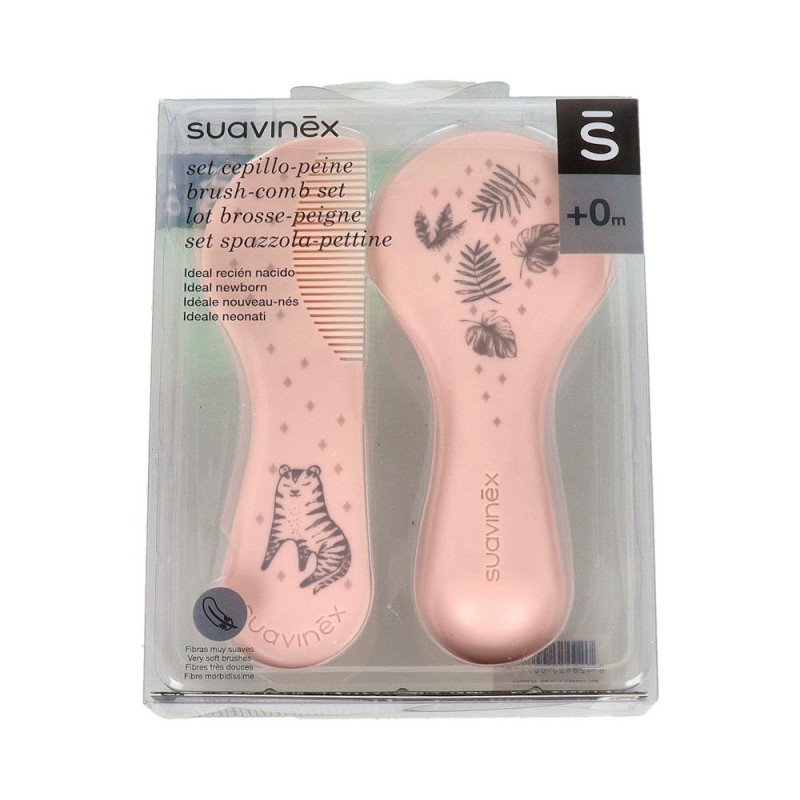 CEPILLO Y PEINE INFANTIL SOFT SUAVINEX ROSA DECORADO