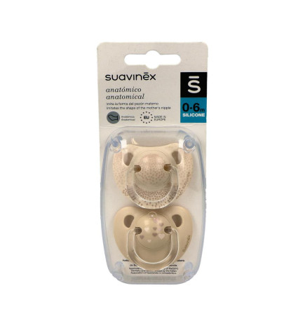 CHUPETE SILICONA ANATOMICO SUAVINEX CLASICO 0  6 MESES 2 UNIDADES