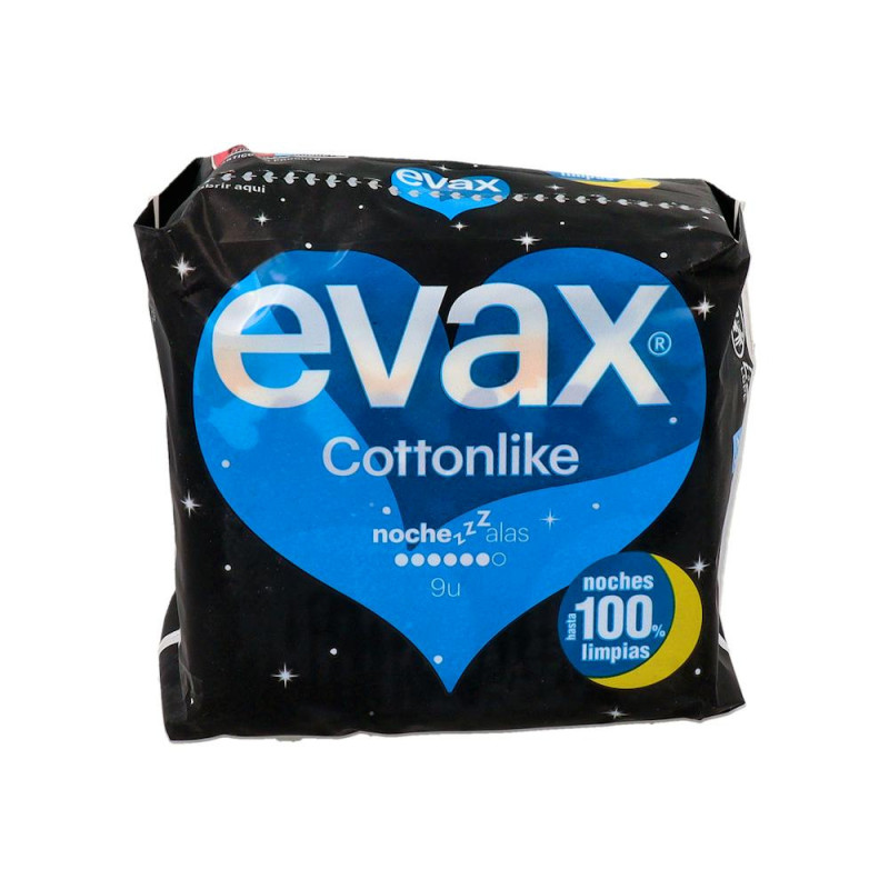 COMPRESAS HIGIENICAS FEMENINAS EVAX COTTONLIKE NOCHE CON ALAS 11 COMPRESAS