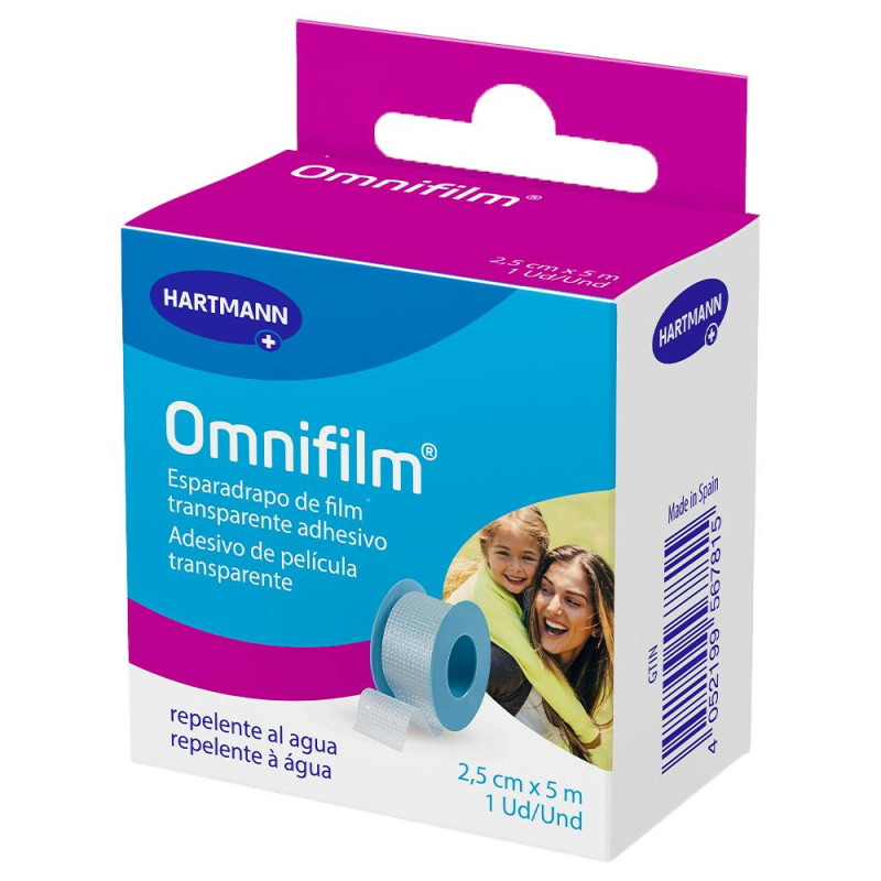 ESPARADRAPO HIPOALERGICO OMNIFILM 1 UNIDAD 5 M X 25 CM FILM TRANSPARENTE