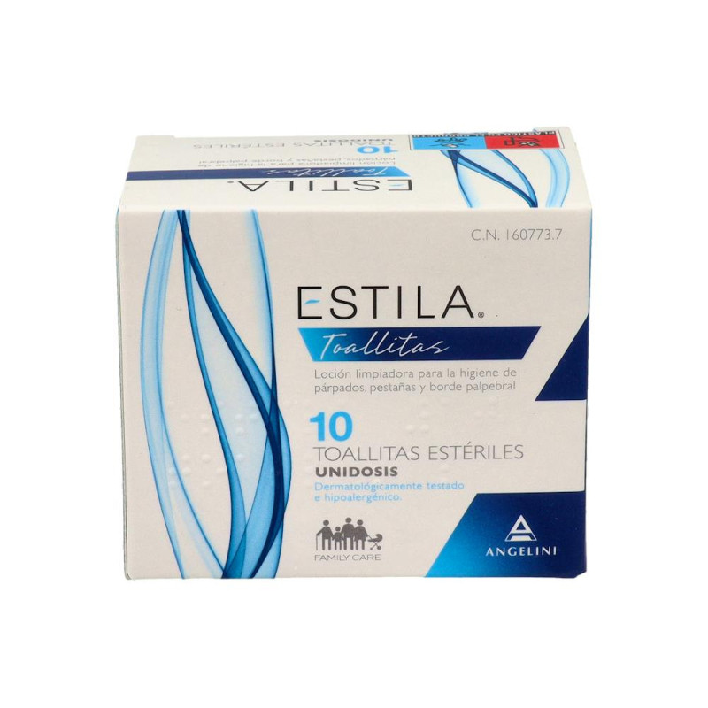 ESTILA TOALLITAS ESTERILES DE UN SOLO USO HIGIENE DE PARPADOS/ PESTAÑAS Y BORDE PALPEBRAL 10 UNIDADES
