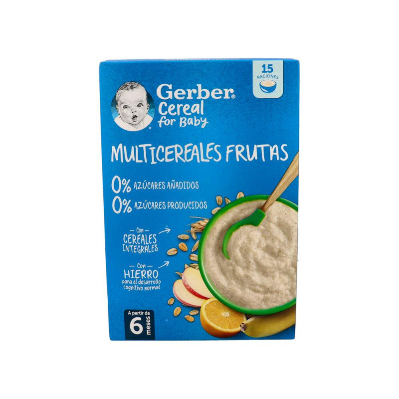 GERBER MULTICEREALES FRUTA 0%    0%    AZUCARES 1 ESTUCHE 270 G