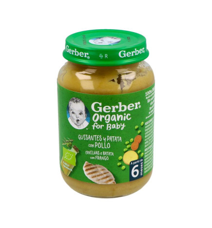 GERBER ORGANIC GUISANTES PATATAS POLLO 1 TARRITO 190 G