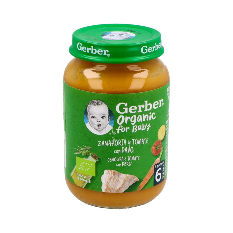 GERBER ORGANIC ZANAHORIA TOMATE PAVO 1 TARRITO 190 G