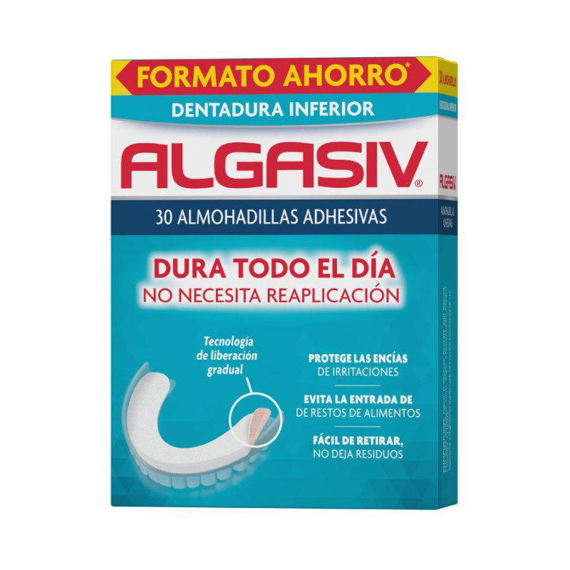 ALGASIV ALMOHADILLAS ADHESIVAS PROTESIS 30 UNIDADES INFERIORES