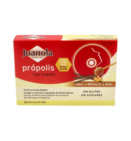 JUANOLA PROPOLIS 24 PASTILLAS DE GOMA SABOR REGALIZ Y MIEL