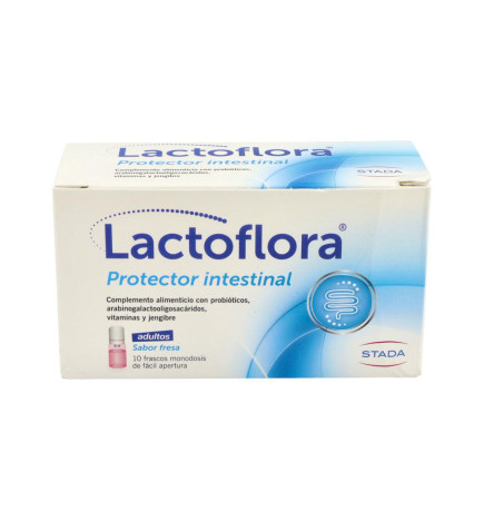 LACTOFLORA PROTECTOR INTESTINAL ADULTO 10 VIALES 7 ML SABOR FRESA