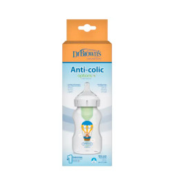 BIBERON ANTICOLICOS TETINA SILICONA BOCA ANCHA DR BROWN´S NATURAL FLOW OPTIONS+ 1 UNIDAD 330 ML N2 CONEJOGLOBO