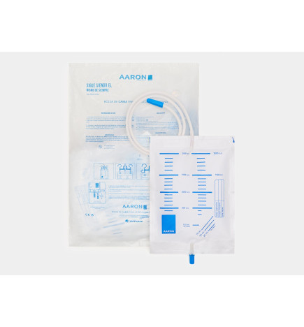 BOLSAS RECOGIDA ORINA AARON VALVULA ANTIRETORNO 2 L TUBO 120 CM C/ ASA 30 BOLSAS