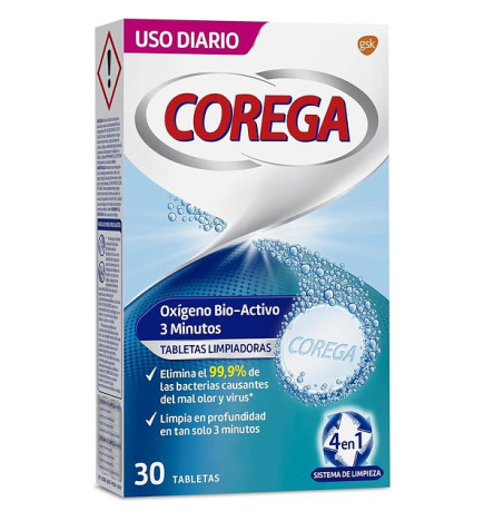 COREGA OXIGENO BIOACTIVO LIMPIEZA PROTESIS DENTAL 30 TABLETAS
