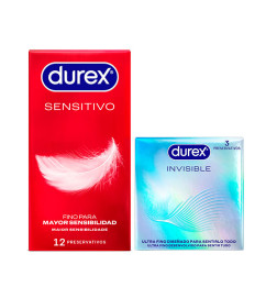 DUREX SENSITIVO + INVISIBLE PRESERVATIVOS 12 UNIDADES+ 3 UNIDADES DUPLO