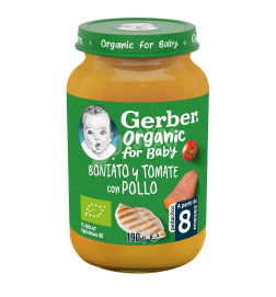GERBER ORGANIC BONIATO Y TOMATE CON POLLO 1 TARRITO 190 G