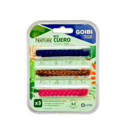 GOIBI PULSERA DE CITRONELLA NATURE 3 PULSERAS ECO CUERO CHILL OUT TRENZADA