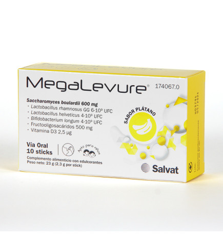 MEGALEVURE 10 STICKS SABOR PLATANO