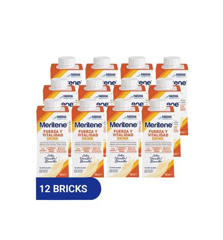 MERITENE FUERZA Y VITALIDAD DRINK 12 BOTELLAS 180 ML SABOR VAINILLA