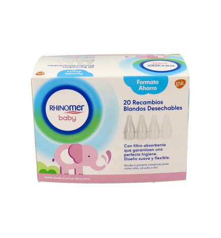 ASPIRADOR NASAL RHINOMER BABY 20 RECAMBIOS BLANDOS DESECHABLES