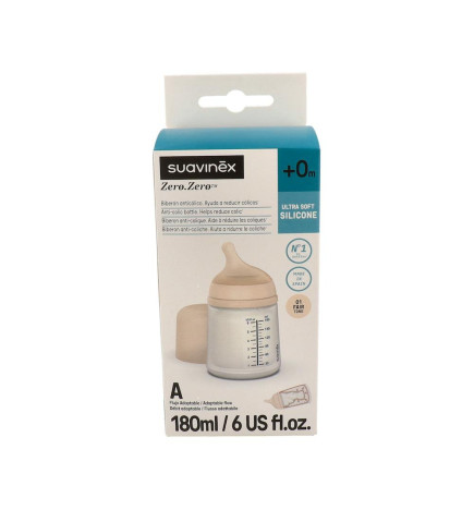 BIBERON ANTICOLICO TETINA LACTANCIA SILICONA MIXTA SUAVINEX 180 ML