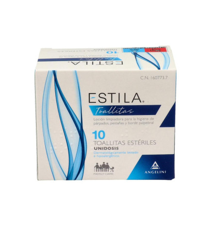 ESTILA TOALLITAS ESTERILES DE UN SOLO USO HIGIENE DE PARPADOS/ PESTAÑAS Y BORDE PALPEBRAL 10 UNIDADES
