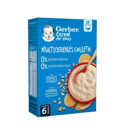 GERBER MULTICEREALES GALLETA 0%    0%    AZUCARES 1 ESTUCHE 270 G