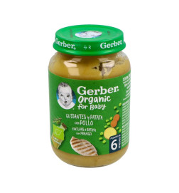 GERBER ORGANIC GUISANTES PATATAS POLLO 1 TARRITO 190 G