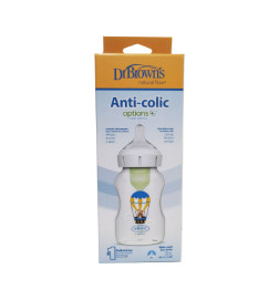 BIBERON ANTICOLICOS TETINA SILICONA BOCA ANCHA DR BROWN´S NATURAL FLOW OPTIONS+ 1 UNIDAD 330 ML N2 CONEJOGLOBO