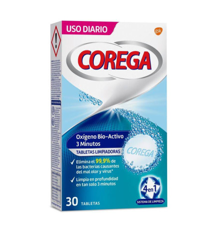 COREGA OXIGENO BIOACTIVO LIMPIEZA PROTESIS DENTAL 30 TABLETAS