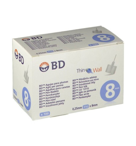 AGUJA PARA PLUMAS ESTERIL BD 31 G (025 MM X 8 MM) 100 U/CAJA
