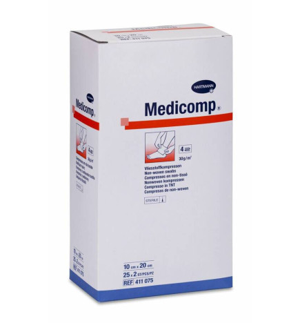 COMPRESAS DE TEJIDO NO TEJIDO ESTERILES MEDICOMP 50 UNIDADES 20 x 10 cm