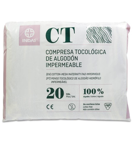 COMPRESA TOCOLOGICA DE ALGODON INDAS 20 UNIDADES