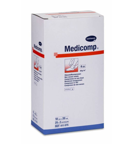 COMPRESAS DE TEJIDO NO TEJIDO ESTERILES MEDICOMP 50 UNIDADES 20 x 10 cm