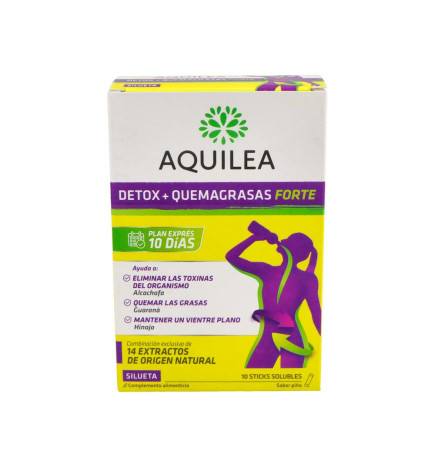 AQUILEA DETOX QUEMAGRASAS FORTE 10 STICKS 15 ml SABOR PIÑA