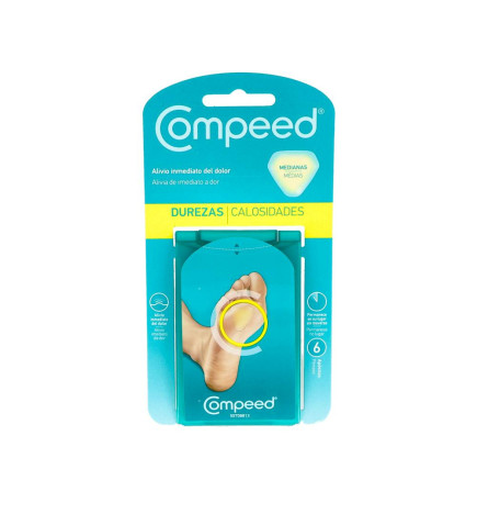 COMPEED DUREZAS HIDROCOLOIDE TALLA MEDIANA 6 UNIDADES