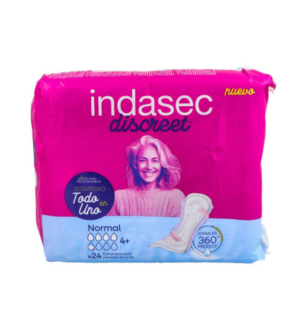 COMPRESA PERDIDAS LEVES INDASEC DISCREET NORMAL 24 UNIDADES