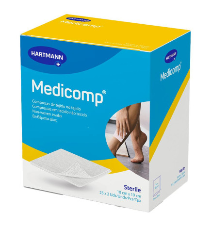 COMPRESAS DE TEJIDO NO TEJIDO ESTERILES MEDICOMP 50 UNIDADES 10 X 10 CM