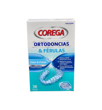 COREGA ORTODONCIAS & FERULAS 36 TABLETAS LIMPIADORAS
