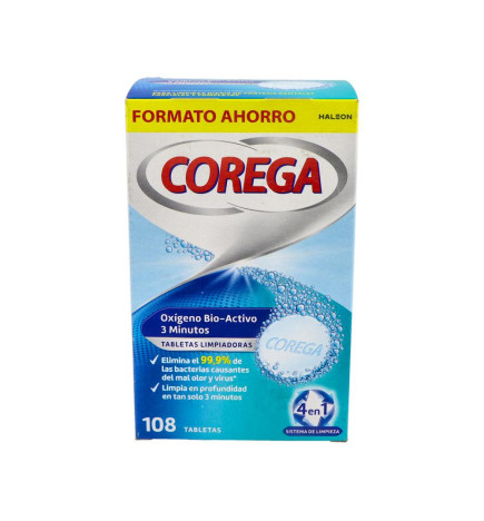COREGA OXIGENO BIOACTIVO LIMPIEZA PROTESIS DENTAL 108 TABLETAS