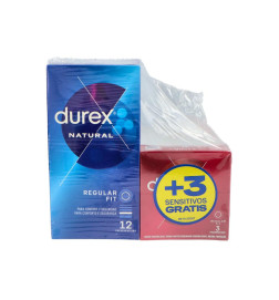 DUREX NATURAL PLUS + DUREX SENSITIVO CONFORT PRESERVATIVOS 12 + 3 PRESERVATIVOS PACK