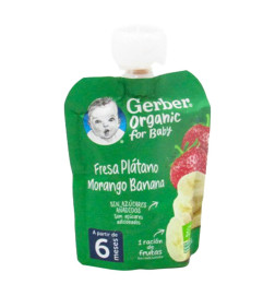 GERBER 1 BOLSITA 90 G SABOR FRESA PLATANO