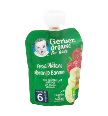 GERBER 1 BOLSITA 90 G SABOR FRESA PLATANO