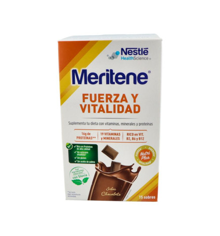 MERITENE FUERZA Y VITALIDAD BATIDO 15 SOBRES 30 G SABOR CHOCOLATE