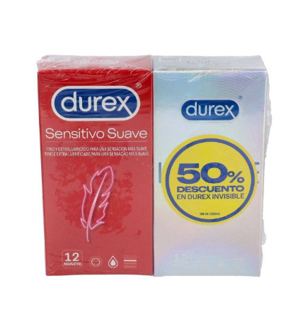 DUREX SENSITIVO + INVISIBLE PRESERVATIVOS 12 UNIDADES+ 3 UNIDADES DUPLO