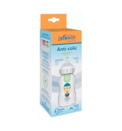 BIBERON ANTICOLICOS TETINA SILICONA BOCA ANCHA DR BROWN´S NATURAL FLOW OPTIONS+ 1 UNIDAD 330 ML N2 CONEJOGLOBO