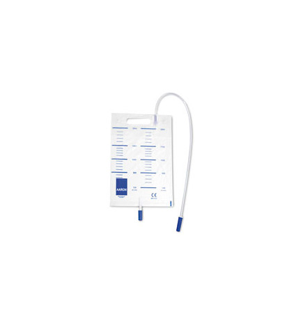 BOLSAS RECOGIDA ORINA AARON VALVULA ANTIRETORNO 2 L TUBO 120 CM C/ ASA 30 BOLSAS